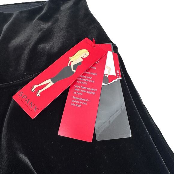 Spanx Ready To Wow Velvet Leggings Women’s Large Black High Rise Pull On NWT New - Picture 4 of 11